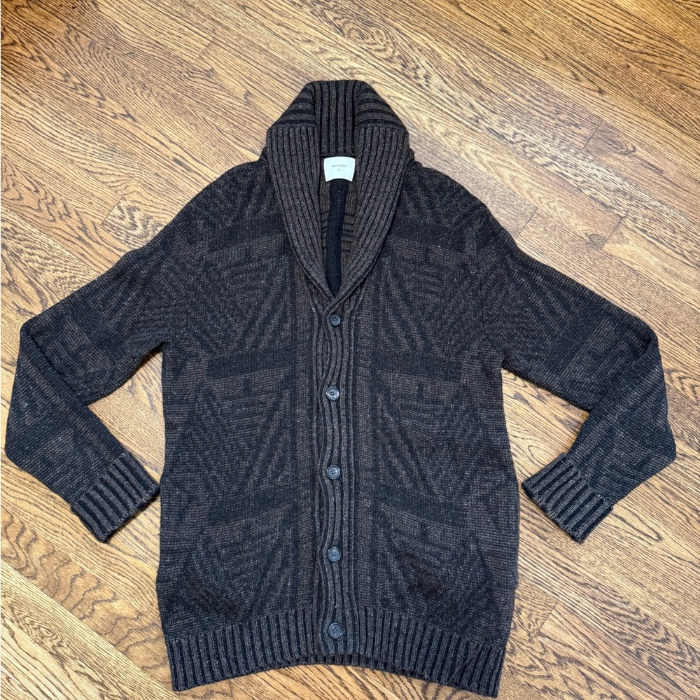 Billy Reid Brown and Black Shawl Collar Cardigan